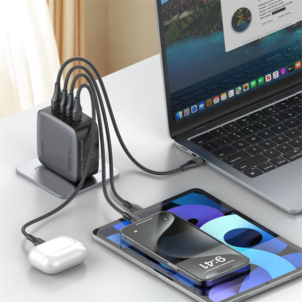 LDNIO Q408 100W Super Fast Charger 1 USB 3 Type C Mobile Phone Adapter