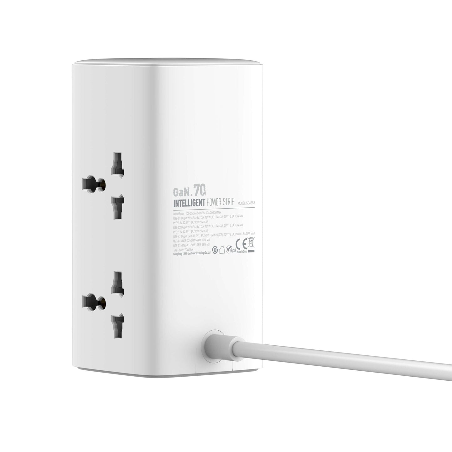 LDNIO SC4383 70W PD Adapter Multifunction Chargers Power Strip with USB, Type C Ports