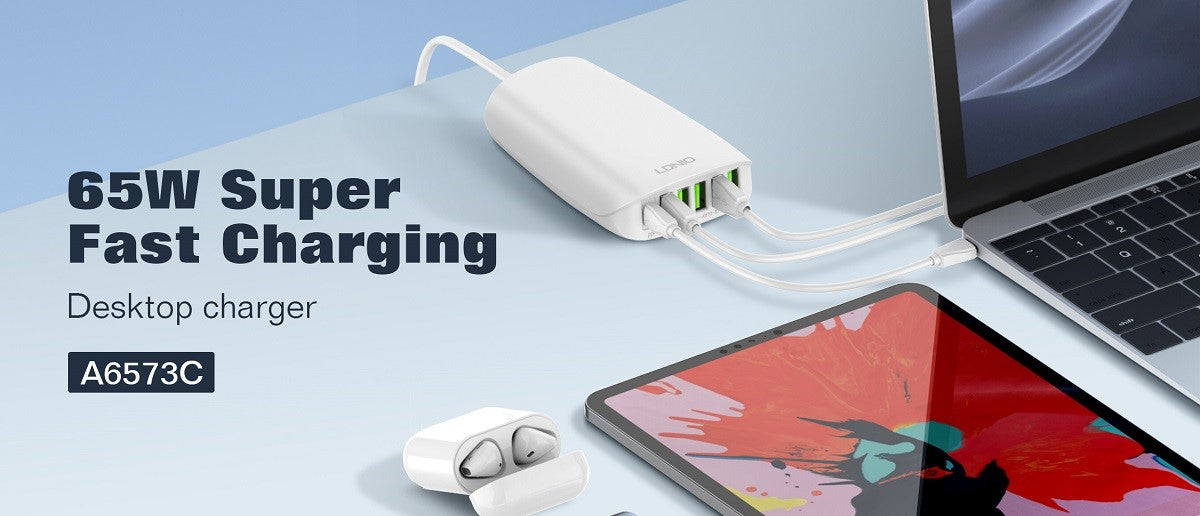 LDNIO A6573C 65W Super Fast Charge multi-ports Desktop Charger