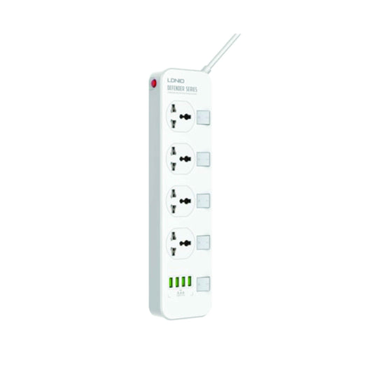 LDNIO SC4408 Overload Protector Electric Extension Socket Power Strip with 4 USB Ports